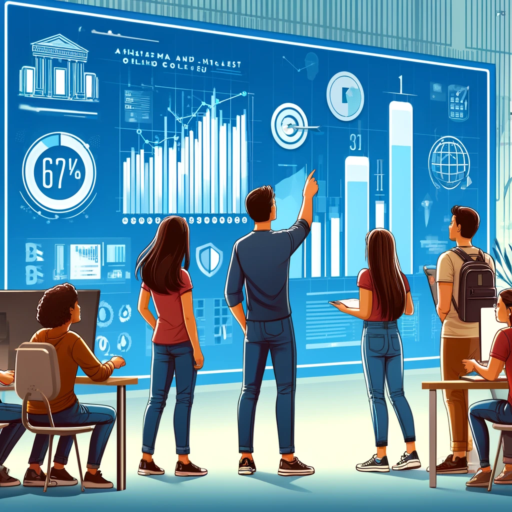 best online colleges A detailed analytical themed illustration for an article section titled Analysis and Insights Rankings of the Largest Online Colleges. The image f