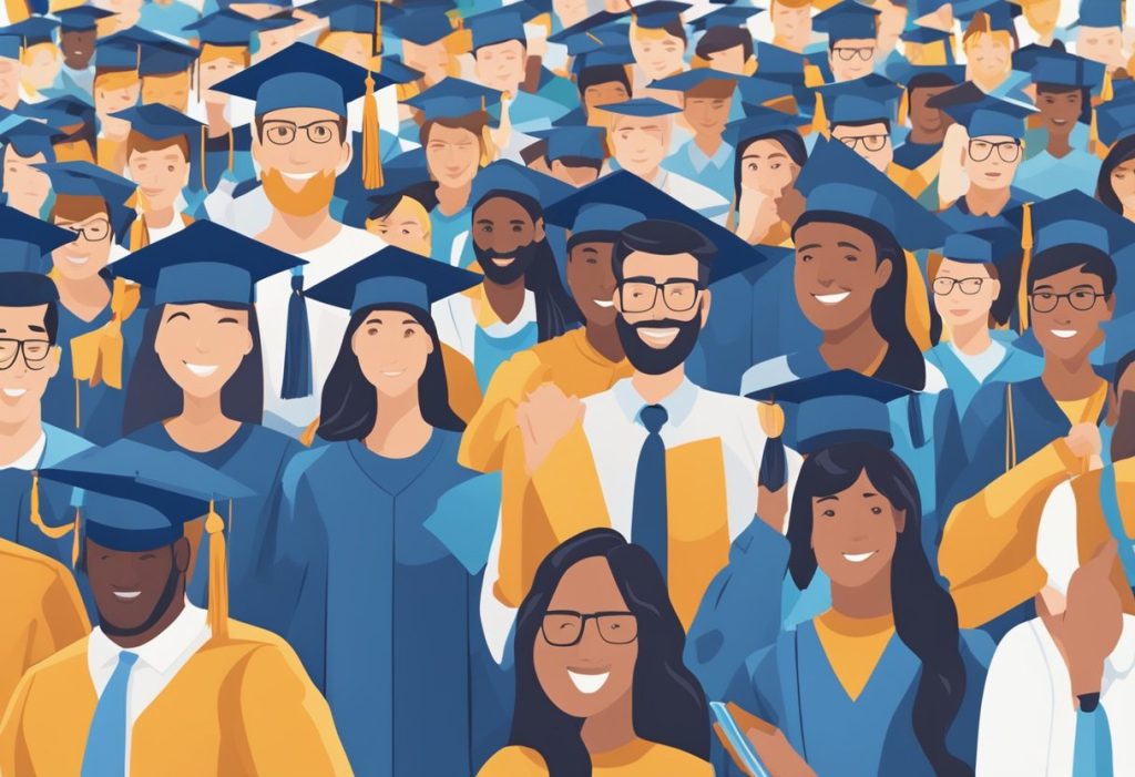 online colleges in TN - group of Tennessee graduates illustrated